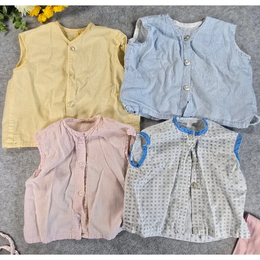 Vintage 60s/70s Baby Clothes Lot 12pc Mixed Infant Outfits Pastel 0-12M Retro - Picture 7 of 16